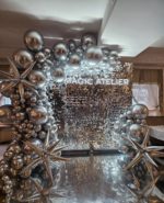 Фотозона из пайеток Серебро с фольгированными звёздами
