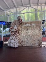 Фотозона из пайеток Шампань с шарами на Свадьбу