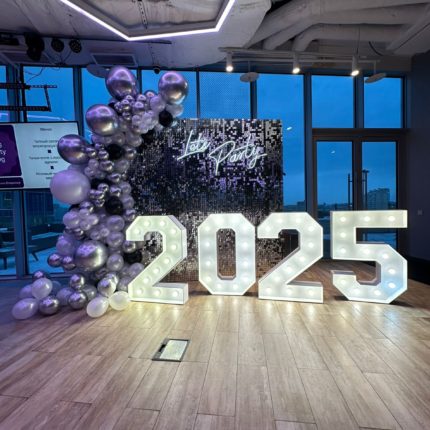 Фотозона из пайеток Серебро на Новый 2025 год